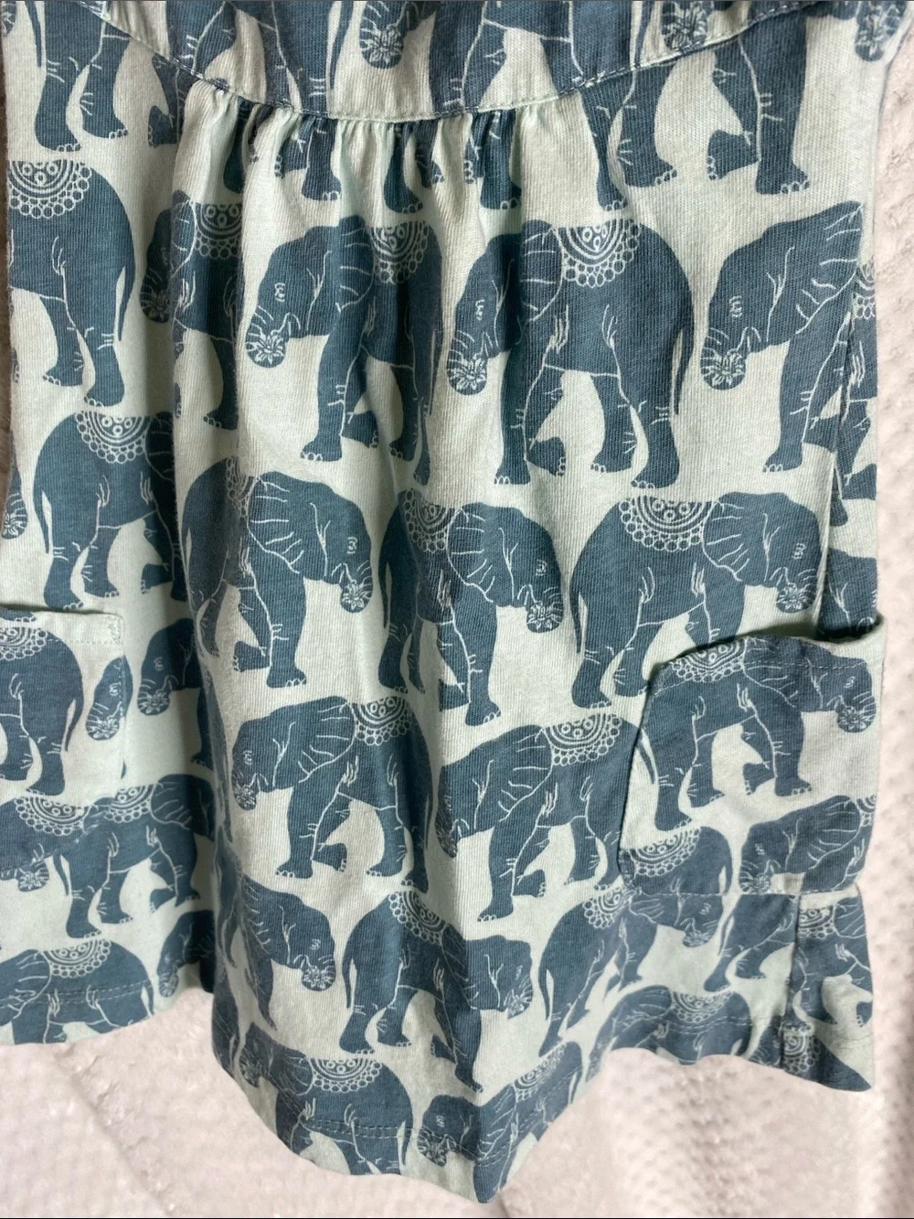kate quinn Mint and Blue Elephants Print Dress with matching headband